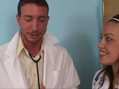 Hawt blonde teen acquires titties and cookie rubbed by doctor