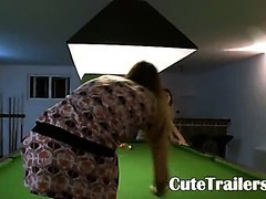 Killer lesbos in shoes on billiards