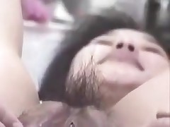 Korean wench with large fur pie and pouty lips gets wicked on camera. She stuffs her hairy fur pie with fingers, metal balls and even a bottle. This bawdy cleft can swallow a lot of semen too!