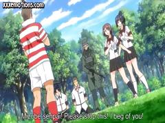 Busty, youthful Manga girls get gang banged by the soccer team
